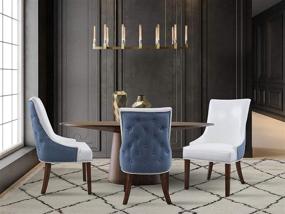 img 4 attached to 🪑 Iconic Home Brando Dining Side Accent Chair Set of 2 - Modern Transitional Design with Pebble Grain PU Leather, Nailhead Trim, and Tapered Solid Birch Legs in White