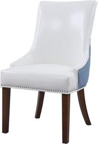 img 2 attached to 🪑 Iconic Home Brando Dining Side Accent Chair Set of 2 - Modern Transitional Design with Pebble Grain PU Leather, Nailhead Trim, and Tapered Solid Birch Legs in White