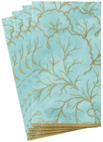 img 2 attached to Caspari Aqua Gilded Majolica Paper Guest Towel Napkins - 15 Pack