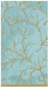 img 1 attached to Caspari Aqua Gilded Majolica Paper Guest Towel Napkins - 15 Pack