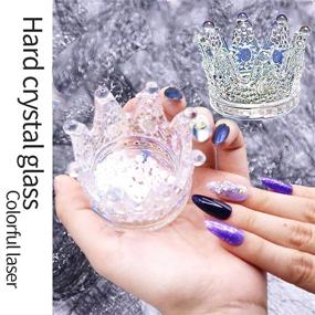 img 1 attached to 2-Piece Nail Art Dappen Dish - 2-in-1 Glass Dish for Acrylic Liquid 🎨 Powder Nails – Crystal Bowl/Cup/Pen Holder – Crown Nails Glass Dish in Colorful Laser Design