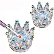 2-piece nail art dappen dish - 2-in-1 glass dish for acrylic liquid 🎨 powder nails – crystal bowl/cup/pen holder – crown nails glass dish in colorful laser design logo