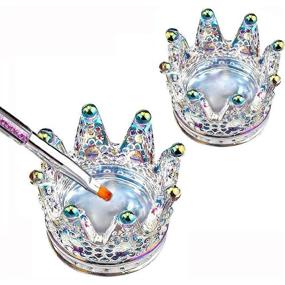 img 4 attached to 2-Piece Nail Art Dappen Dish - 2-in-1 Glass Dish for Acrylic Liquid 🎨 Powder Nails – Crystal Bowl/Cup/Pen Holder – Crown Nails Glass Dish in Colorful Laser Design