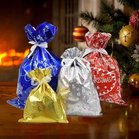 img 3 attached to YUSONGIRL 30Pcs Christmas Wrap Bags Assorted with Ribbon Ties - 🎁 Ideal for Christmas Goody Bags, Wrapping & Birthday Party Decorations (Pattern 2)