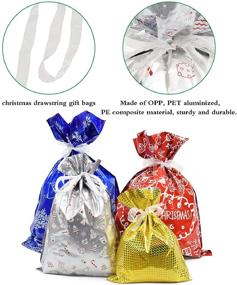 img 1 attached to YUSONGIRL 30Pcs Christmas Wrap Bags Assorted with Ribbon Ties - 🎁 Ideal for Christmas Goody Bags, Wrapping & Birthday Party Decorations (Pattern 2)