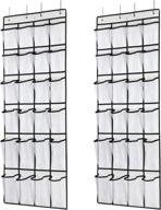 👠 saverho 24-pocket over the door shoe organizer rack - hanging shoe holder for men, women, and kids - 58x21 inch (white-2pack) логотип