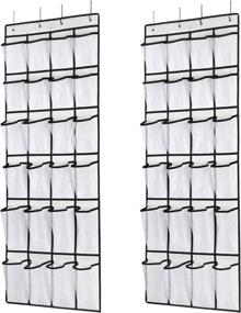 img 4 attached to 👠 SAVERHO 24-Pocket Over The Door Shoe Organizer Rack - Hanging Shoe Holder for Men, Women, and Kids - 58x21 Inch (White-2pack)