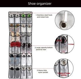 img 1 attached to 👠 SAVERHO 24-Pocket Over The Door Shoe Organizer Rack - Hanging Shoe Holder for Men, Women, and Kids - 58x21 Inch (White-2pack)