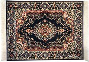 img 2 attached to Enhance Your Workstation with a Set of 4 Rug Mouse Pads - Oriental Turkish Design, Miniature Carpet Mats (Set-3)