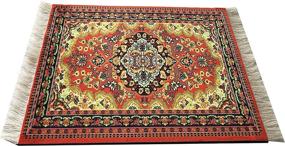 img 3 attached to Enhance Your Workstation with a Set of 4 Rug Mouse Pads - Oriental Turkish Design, Miniature Carpet Mats (Set-3)