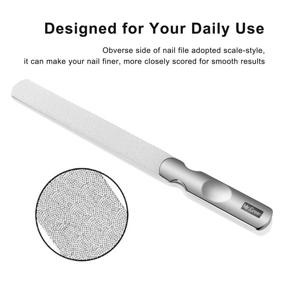 img 3 attached to 🔧 Anti-Slip Handle Stainless Steel Nail File: Double-Sided Filer for Men and Women, with Leather Case, Effortlessly Files Nails