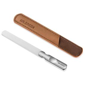 img 4 attached to 🔧 Anti-Slip Handle Stainless Steel Nail File: Double-Sided Filer for Men and Women, with Leather Case, Effortlessly Files Nails