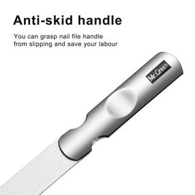 img 1 attached to 🔧 Anti-Slip Handle Stainless Steel Nail File: Double-Sided Filer for Men and Women, with Leather Case, Effortlessly Files Nails