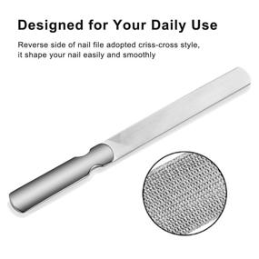 img 2 attached to 🔧 Anti-Slip Handle Stainless Steel Nail File: Double-Sided Filer for Men and Women, with Leather Case, Effortlessly Files Nails