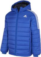 adidas boys' hooded puffer jacket in black: trendy clothing and warm jackets & coats logo