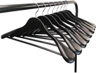 👕 meqution 8-pack extra wide shoulder wood hangers with retro finish - trouser hangers for heavy coat, sweater, skirt, suit, pants - black логотип