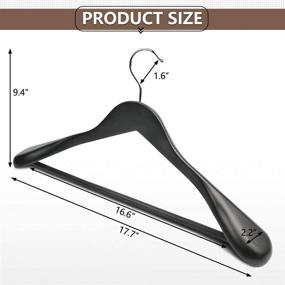 img 1 attached to 👕 MEQUTION 8-Pack Extra Wide Shoulder Wood Hangers with Retro Finish - Trouser Hangers for Heavy Coat, Sweater, Skirt, Suit, Pants - Black