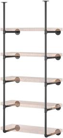 img 4 attached to 📚 Yuanshikj 2Pc (70-inch Tall, 12-inch deep, 3/4-inch) Industrial Wall Mount Iron Pipe Shelf Shelves Shelving Bracket Vintage Retro Black DIY Open Bookshelf Storage Home Kitchen (2 Pcs, 5-Tier, Hardware Only)