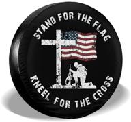 🏁 yz-mamu spare tire cover stand: dust-proof flag kneel for cross - perfect for jeep, trailer, rv, suv, truck, camper - travel trailer accessories+ logo