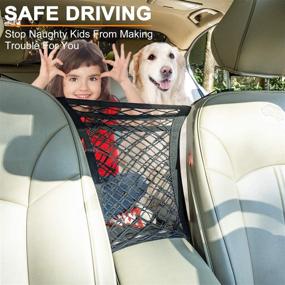 img 1 attached to 🐶 TIANFAN Dog Car Barrier - Pet Car Net Barrier Auto Safety Mesh Organizer - Adjustable Dog Barrier for Cars & SUVs - Driving Safely with Kids & Pets