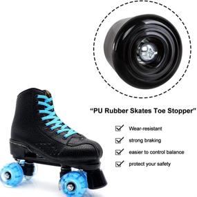 img 3 attached to 🛑 VAKA PU Rubber Roller Skate Toe Stoppers 1 Pair with Screws: Maximize Stops and Skating Control!