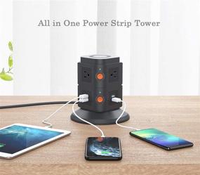 img 1 attached to 💡 Power Strip Tower - All-in-One Surge Protector with 6 Outlets, 4 USB Ports, and Wireless Charging Station - Ideal for Home, Office, and Room Use