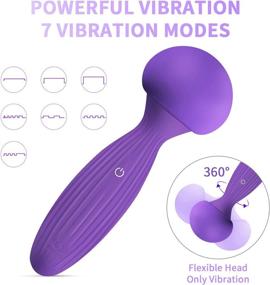 img 3 attached to 💜 Ultimate Purple Mini Mushroom Wand Massager: 7 Vibration Modes, Rechargeable, Waterproof for Back, Neck, and Tension Relief