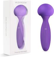 💜 ultimate purple mini mushroom wand massager: 7 vibration modes, rechargeable, waterproof for back, neck, and tension relief логотип