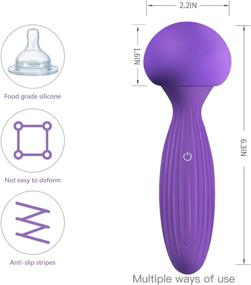 img 1 attached to 💜 Ultimate Purple Mini Mushroom Wand Massager: 7 Vibration Modes, Rechargeable, Waterproof for Back, Neck, and Tension Relief