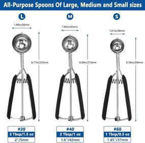 img 3 attached to 🍪 Set of 3 Cookie Scoops for Baking, Trigger Ice Cream Scooper, 1 Tbsp/ 2 Tbsp/ 3Tbsp Cookie Dough Scoop - High-Quality 18/8 Stainless Steel