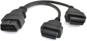 img 2 attached to 30cm/12 inch iKKEGOL OBD2 Splitter Extension Y Cable: Male to Dual Female Cord Adapter, J1962 16 Pin for OBD II Devices