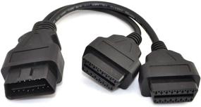 img 3 attached to 30cm/12 inch iKKEGOL OBD2 Splitter Extension Y Cable: Male to Dual Female Cord Adapter, J1962 16 Pin for OBD II Devices
