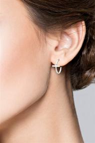 img 3 attached to Miabella 925 Silver Cross Small Hoop Earrings for Women & Teen Girls - Made in Italy