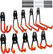 🔧 dirza 10 pack steel garage storage utility double hooks - heavy duty wall mount tool hangers for organizing ladders, power tools, bulk items, shovels, ropes logo