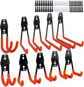img 4 attached to 🔧 Dirza 10 Pack Steel Garage Storage Utility Double Hooks - Heavy Duty Wall Mount Tool Hangers for Organizing Ladders, Power Tools, Bulk Items, Shovels, Ropes