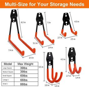 img 3 attached to 🔧 Dirza 10 Pack Steel Garage Storage Utility Double Hooks - Heavy Duty Wall Mount Tool Hangers for Organizing Ladders, Power Tools, Bulk Items, Shovels, Ropes