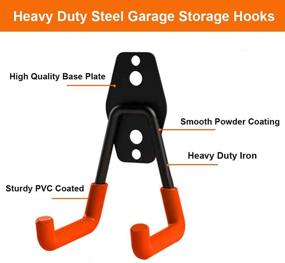 img 2 attached to 🔧 Dirza 10 Pack Steel Garage Storage Utility Double Hooks - Heavy Duty Wall Mount Tool Hangers for Organizing Ladders, Power Tools, Bulk Items, Shovels, Ropes