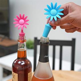 img 1 attached to 🏡 Southern Homewares Flower Bottle Stoppers 4 Pack Silicone Cork - Unique White Elephant Novelty Gift for Wine Enthusiasts