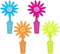 🏡 southern homewares flower bottle stoppers 4 pack silicone cork - unique white elephant novelty gift for wine enthusiasts логотип