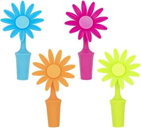 img 4 attached to 🏡 Southern Homewares Flower Bottle Stoppers 4 Pack Silicone Cork - Unique White Elephant Novelty Gift for Wine Enthusiasts