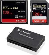 sandisk compactflash extreme pro cf memory card sdcfxps and sd extreme pro sdsdxxg bundle with everything but stromboli cf combo reader (mix pack) 128gb logo
