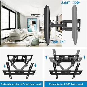 img 2 attached to 📺 KDG Full Motion TV Wall Mount Bracket for 32-65 Inch Flat & Curved TVs - Dual Swivel Articulating Arms, Tilt and Extension - VESA 400x400mm, 121lbs Capacity