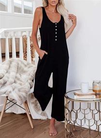 img 3 attached to 👗 Happy Sailed Women's Sleeveless Button-Front Jumpsuit: Casual, Loose-Fit, Stretchy, with Pockets