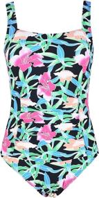 img 3 attached to 👙 Mycoco Women's Tummy Control One Piece Swimsuit - Shirred Bathing Suit for Modest Swimwear Tank Style