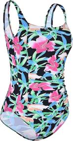 img 2 attached to 👙 Mycoco Women's Tummy Control One Piece Swimsuit - Shirred Bathing Suit for Modest Swimwear Tank Style