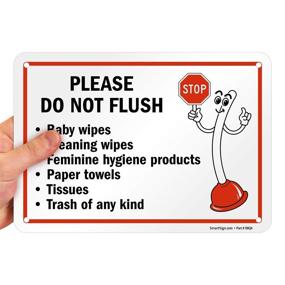 img 3 attached to 🚽 Enhance Hygiene with SmartSign Please Flush Wipes Plastic - Stay Clean & Convenient!