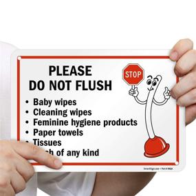 img 2 attached to 🚽 Enhance Hygiene with SmartSign Please Flush Wipes Plastic - Stay Clean & Convenient!