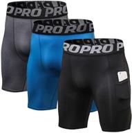 ultimate men's 3 pack: compression running shorts with phone pocket for cool dry workouts logo