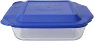 🍲 pyrex 8-inch square baking dish with convenient blue plastic lid logo