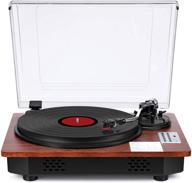 vinyl record player with bluetooth, 🎵 usb recording, speakers, 3-speed pitch, and wood design logo